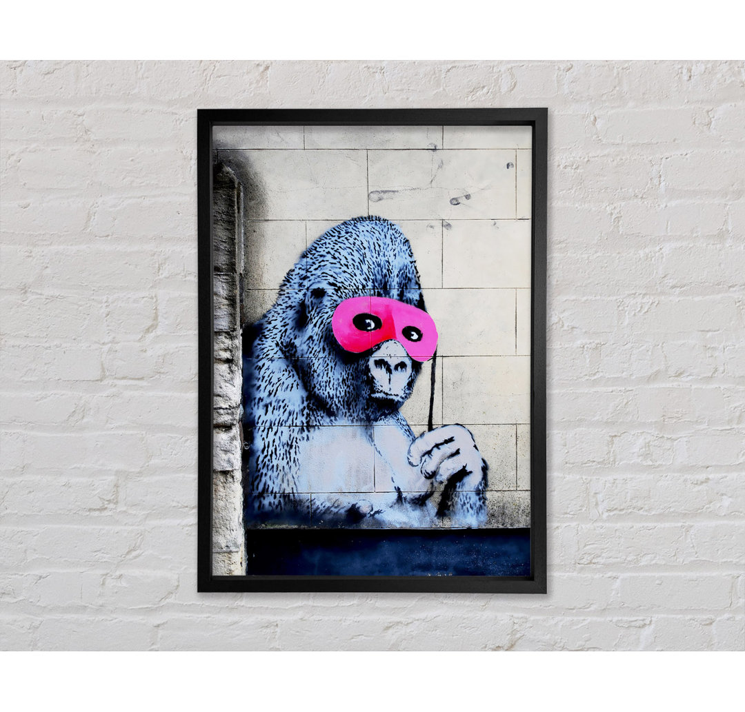 Gerahmtes Leinwandbild Pink Gorilla Mask