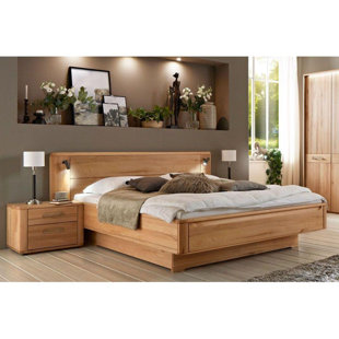 Nicole Solid Beech Wood Bed Set With 2 Storage Drawers & Nightstands - Eco-Friendly Elegance For Any Bedroom