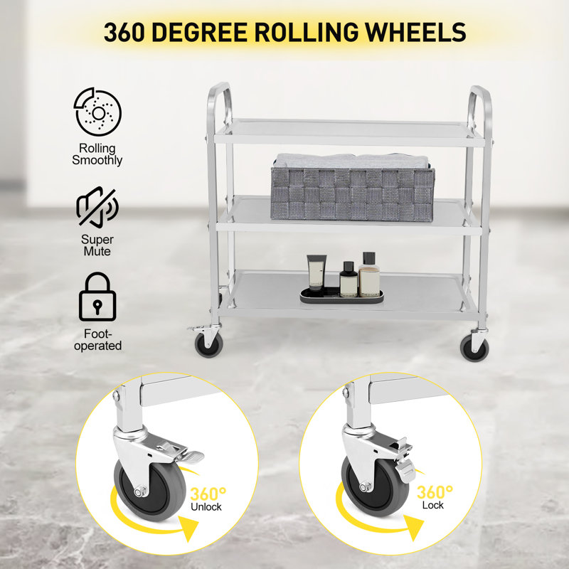 Utility Cart with Wheels, H 33,5 po x l 35,4 po x P 17,7 po