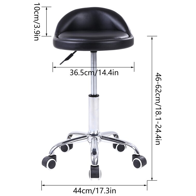 PU Leather Round Rolling Height Adjustable Lab Stool with Footrest Inbox Zero Upholstery: Black