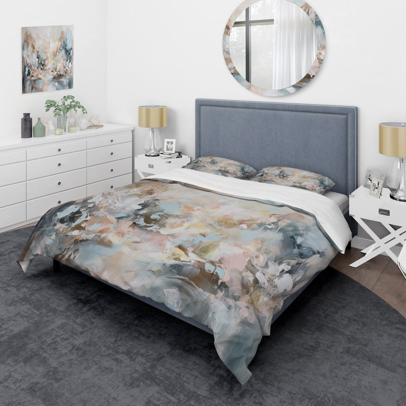 Ensemble de housse de couette en microfibre / polyester Delicate Brushstrokes Abstract Paint IV