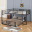 Lit superposé en L en forme de L, cadre de lit superposé en métal peu encombrant pour la chambre à coucher, aucun sommier requis