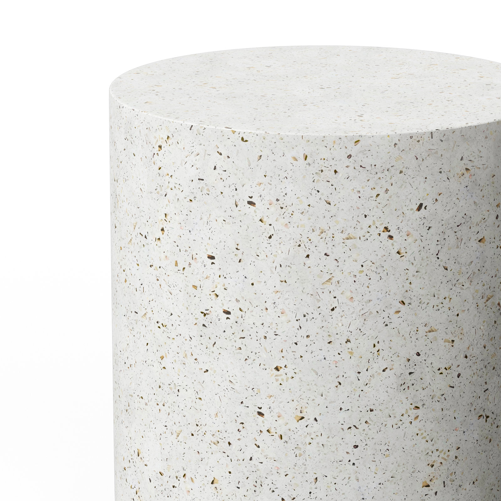 Concrete Pedestal End Table, Ivory Terrazzo, 19.75" H x 19.75" W x 19.75" D