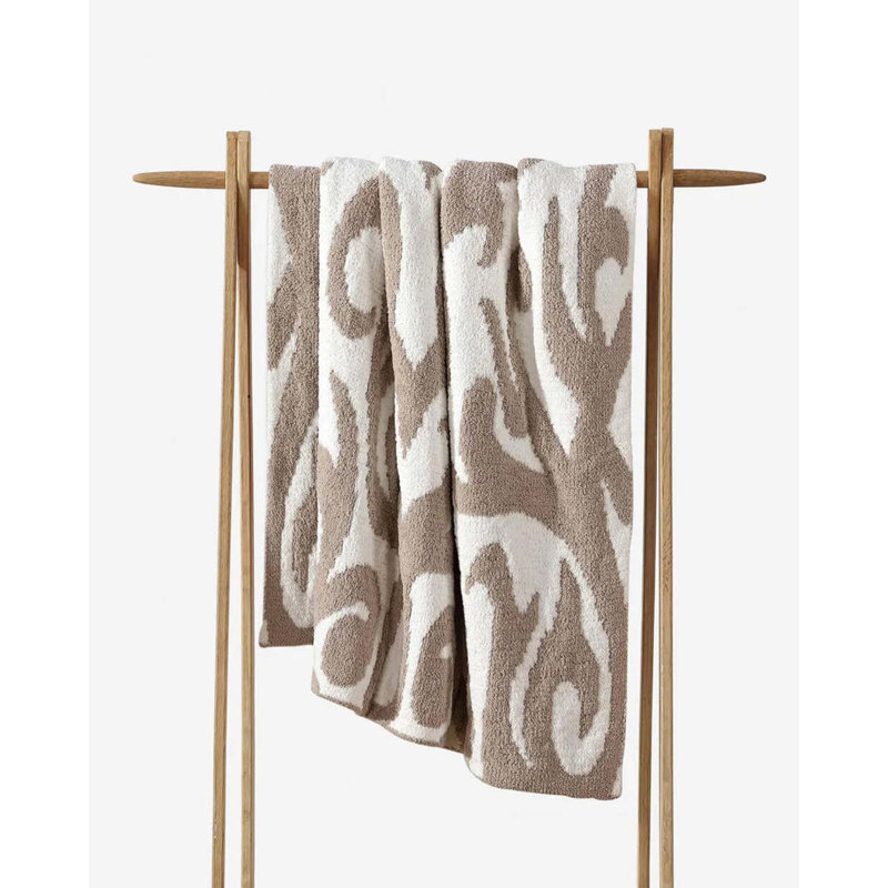 Casablanca Throw Blanket, Taupe/Off White Abstract