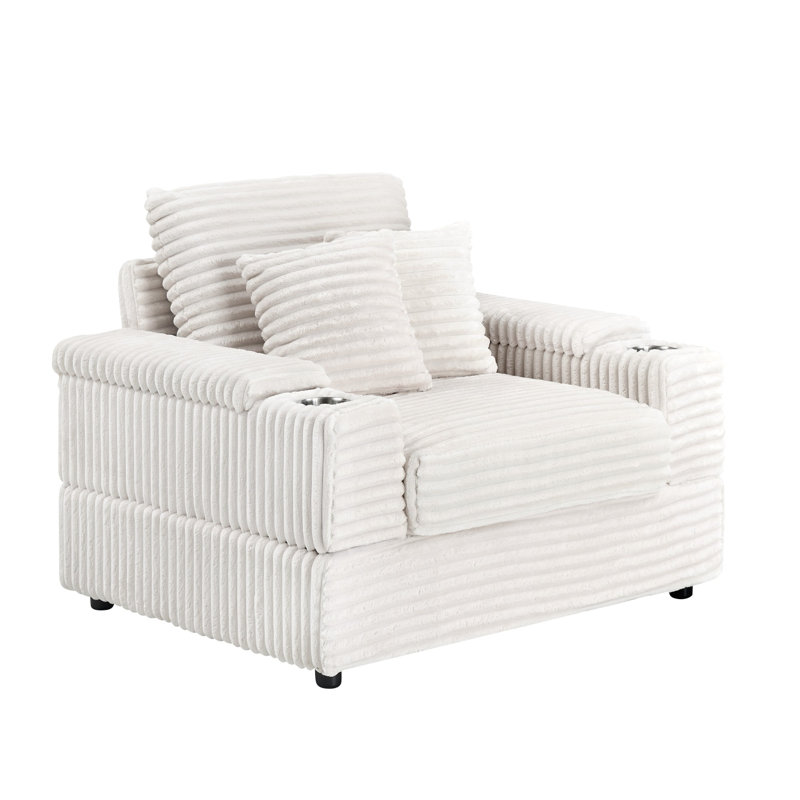Canapé simple en velours côtelé blanc, design moderne pour la vie en appartement