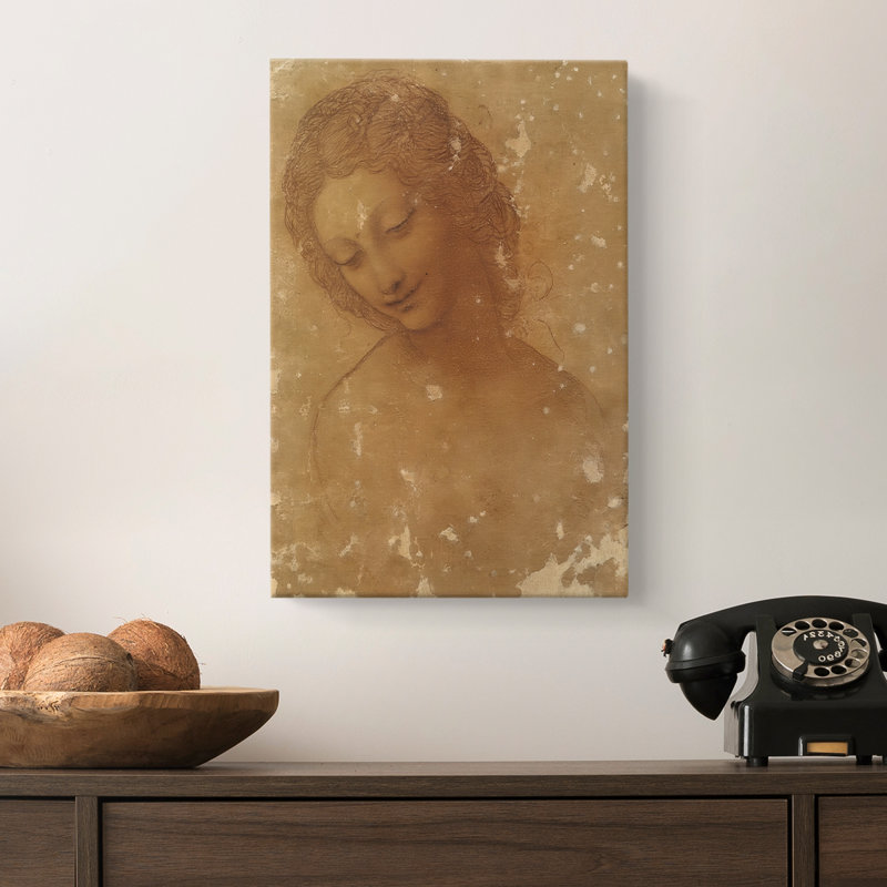 Tête de Leda - Toile tendue sur toile par Leonardo Da Vinci, 8 x 12