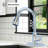 JS Pull Down Single Handle Kitchen Faucet with Deck Plate 3 Spray Modes Eco Water Saving-86643911