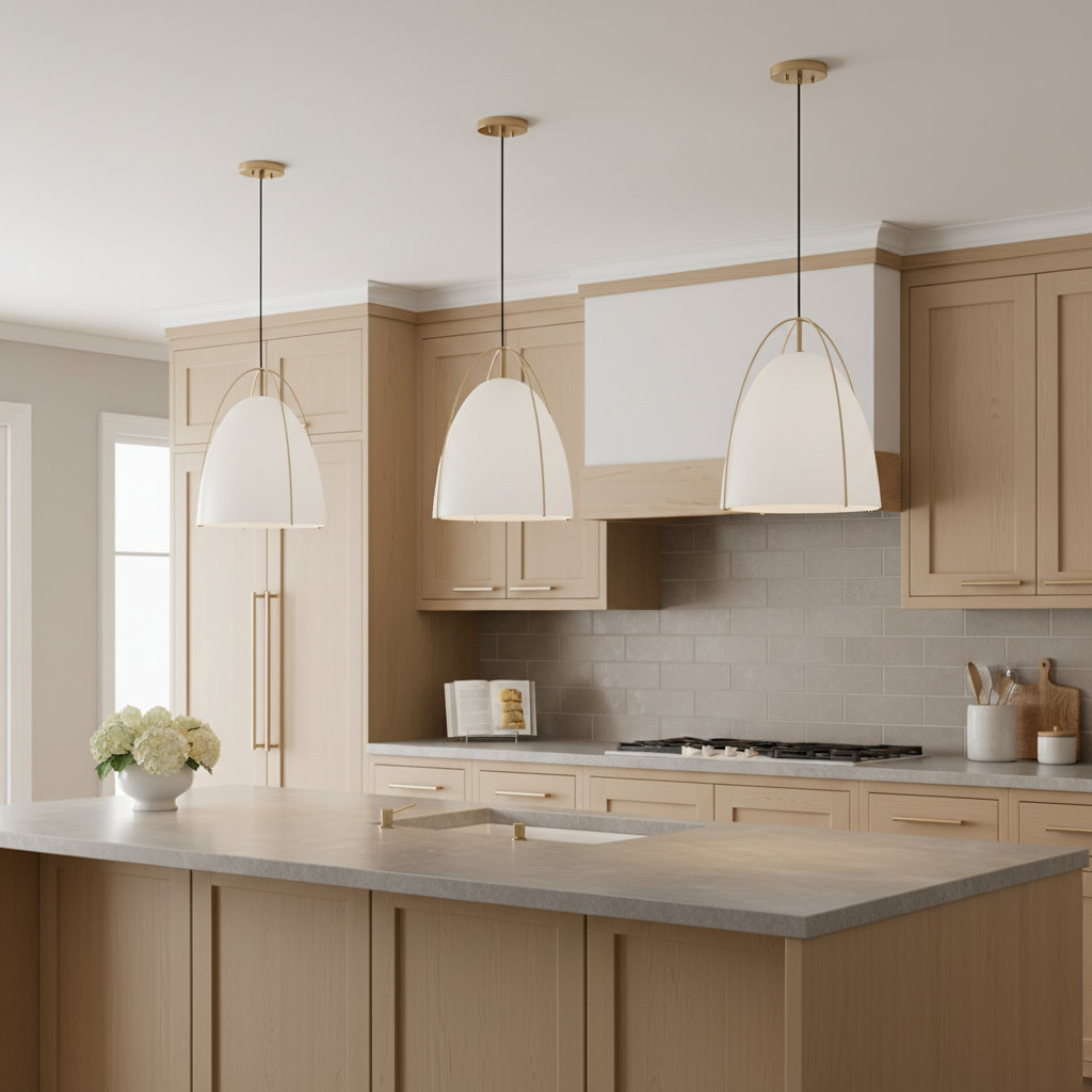 Nikki Single Light Metal Steel Dimmable Pendant, White, Satin Brass, 19.13" H x 15.38" W x 15.38" D
