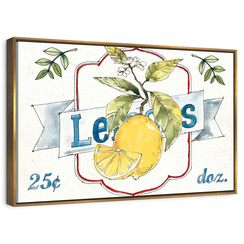 Plaque murale Fruit Stand II, Cadre flottant doré, 31 po x 21 po