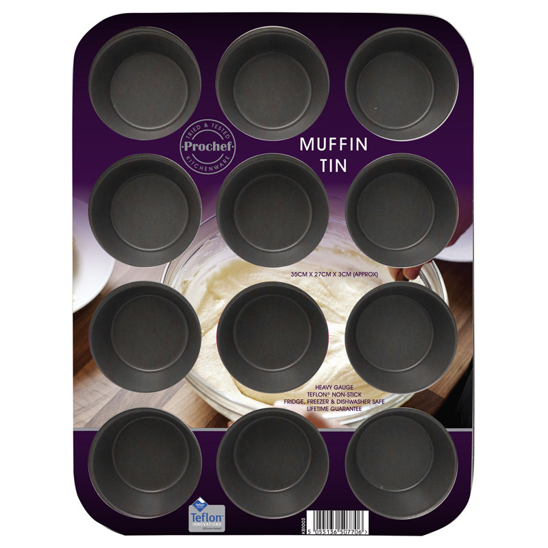Symple Stuff 12 Cup Non-Stick Steel Muffin Pan with Lid