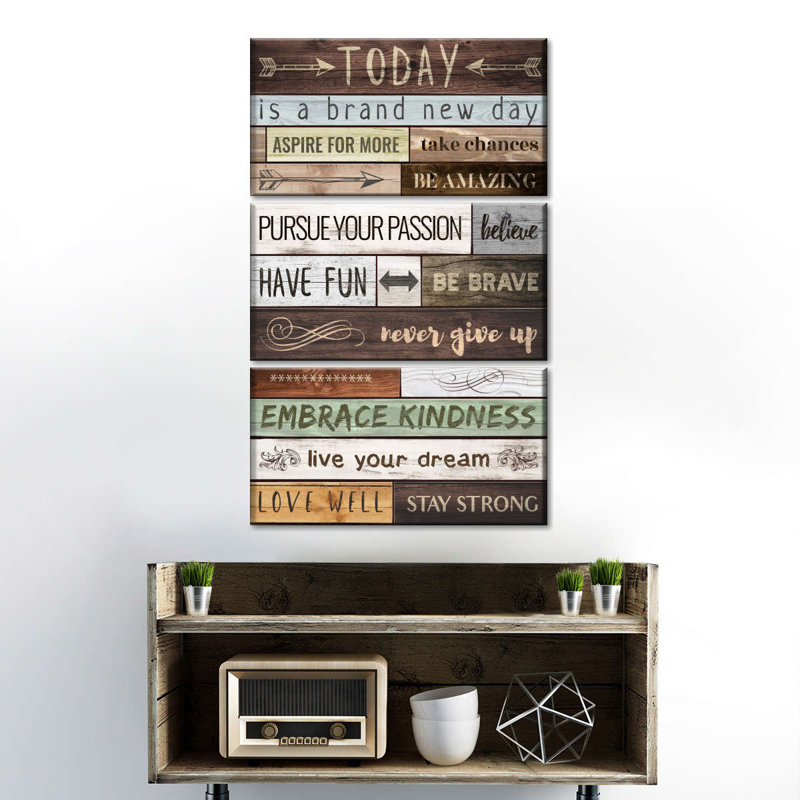 " Today Motivational Typography Multi Piece Canvas Print " by HomeyNotes Studio 3 - Pieces, 38" H x 24" W x 1.25" D