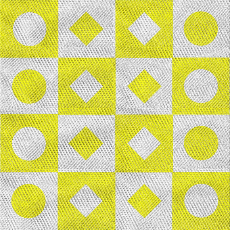Tapis jaune géométrique, Carré 5 pi