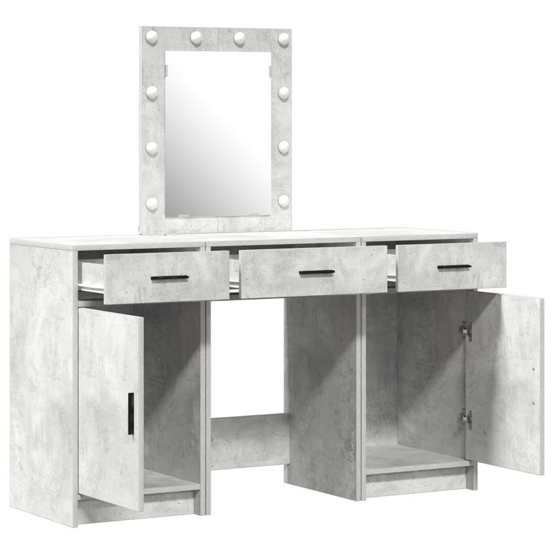Dressing Table with Mirror, Concrete Grey