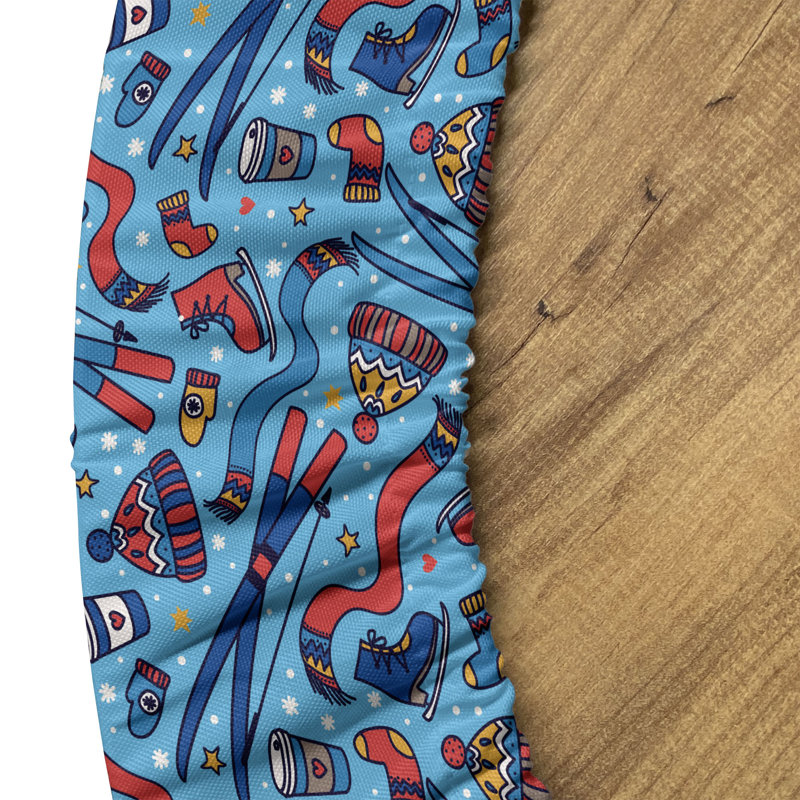 East Urban Home Ski Fitted Round Tablecloth Sky Blue Multicolor 112067, 51.97'' Round