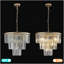 Lustre en cristal de luxe à 3 niveaux de 20 po, luminaire suspendu à cadre doré 7 lumières, éclairage de plafond élégant pour le salon, la salle à manger, la chambre à coucher (sans ampoules)