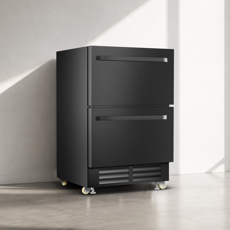 24 Inch 130 Cans Upgraded Two-drawer Beverage Fridge, Weather Proof Outdoor Stainless Steel Beverage Refrigerator, Under Counter Built-in Beverage Cooler For Home & Commercial Use