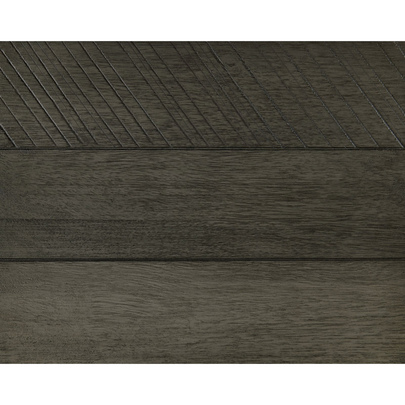Commode de chambre contemporaine à trois tons gris avec tiroirs perchés sur des pieds en métal avec placage en acacia