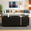 Table basse extensible avec finition ultrabrillante, 2 espaces de rangement cachés, 2 tiroirs et bords contrastants-1737362182