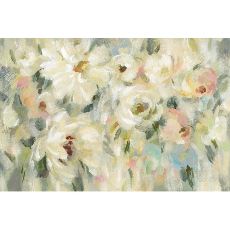 Expressive Pale Floral by Silvia Vassileva - Wrapped Canvas Painting, 81cm H x 122cm W