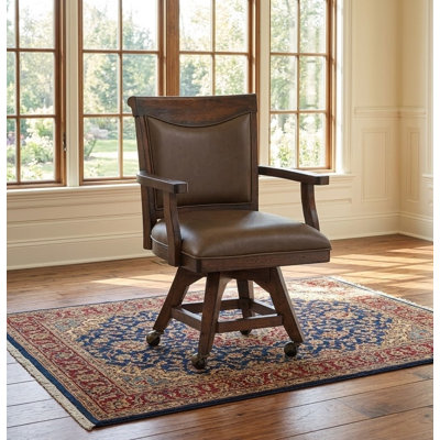 Solid Wood Swivel Armchair / Game Chair With Castors