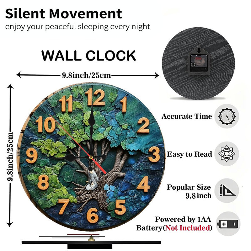 Unique Tree Resin Clock Wall Art