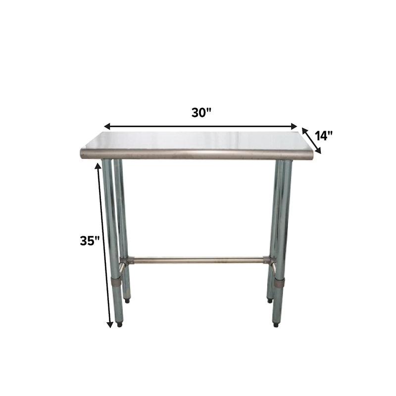 Express KitchQuip 35"H X 30"W X14"D Stainless Steel Commercial Work Prep Table, 35"H x 30"W x 14"D