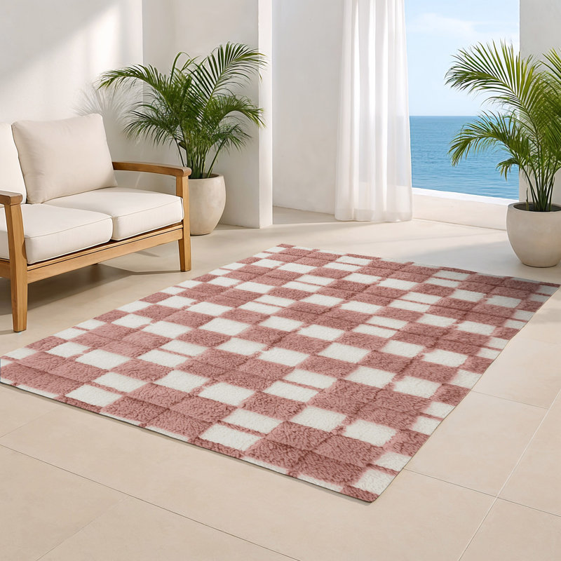 Tapis d'intérieur et d'extérieur à carreaux brun, Rectangle 4pi x 6 pi