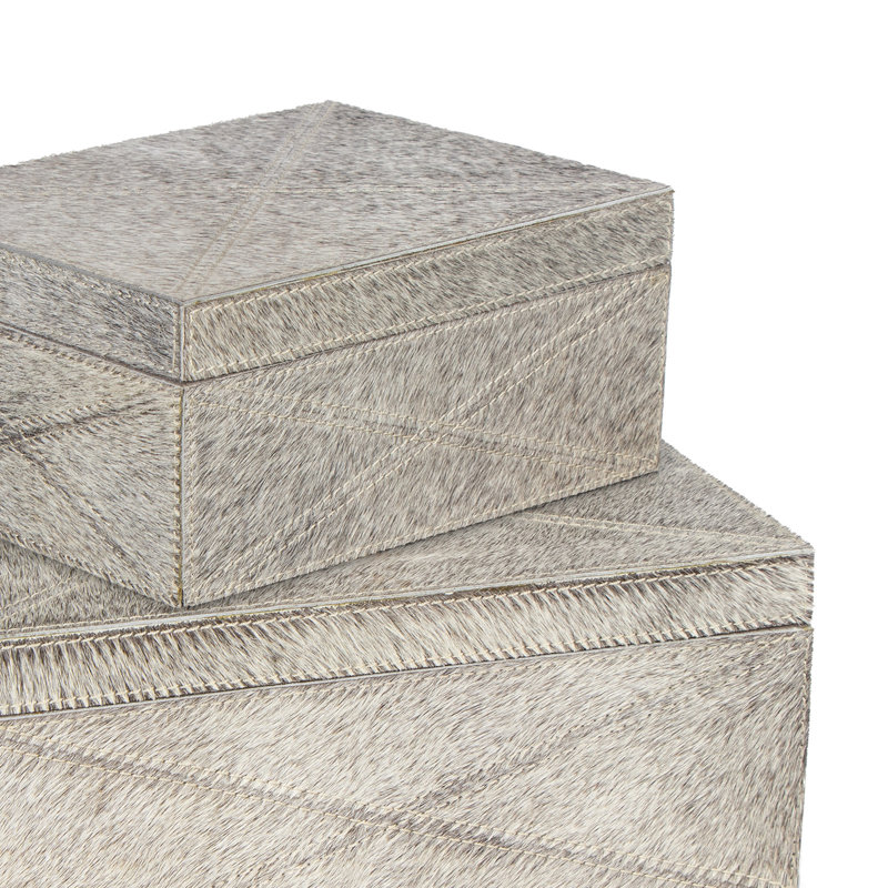 Andres Grey Hair on Hide Luxury Storage Box Set
