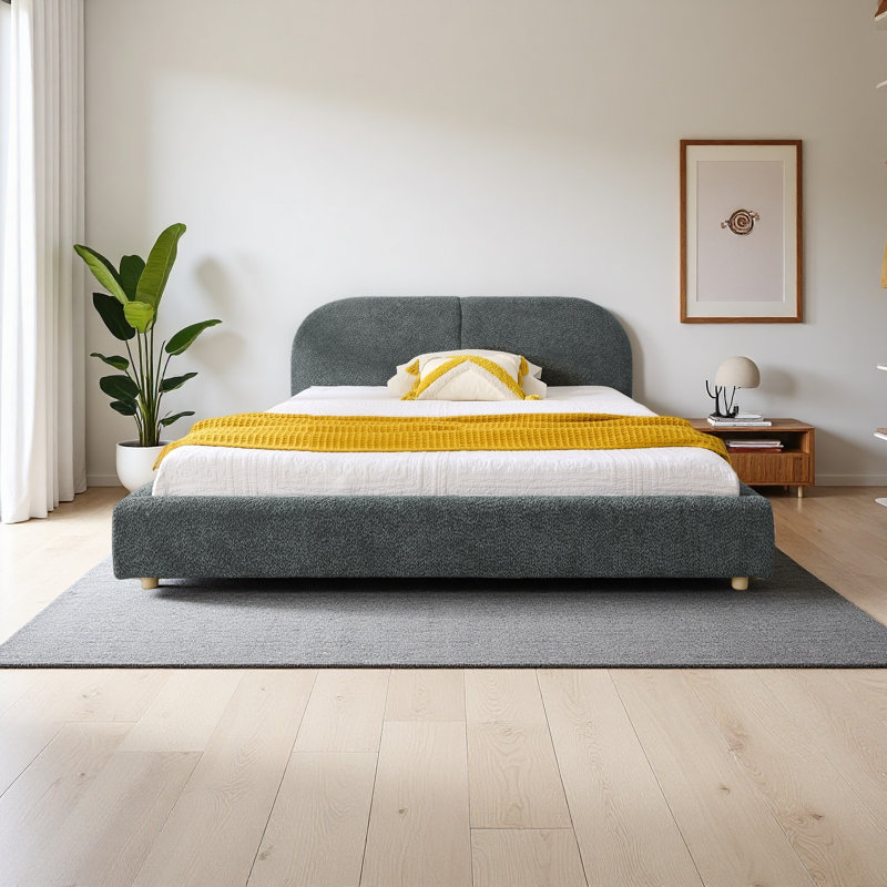Base de lit tapissier grand, Gris foncé
