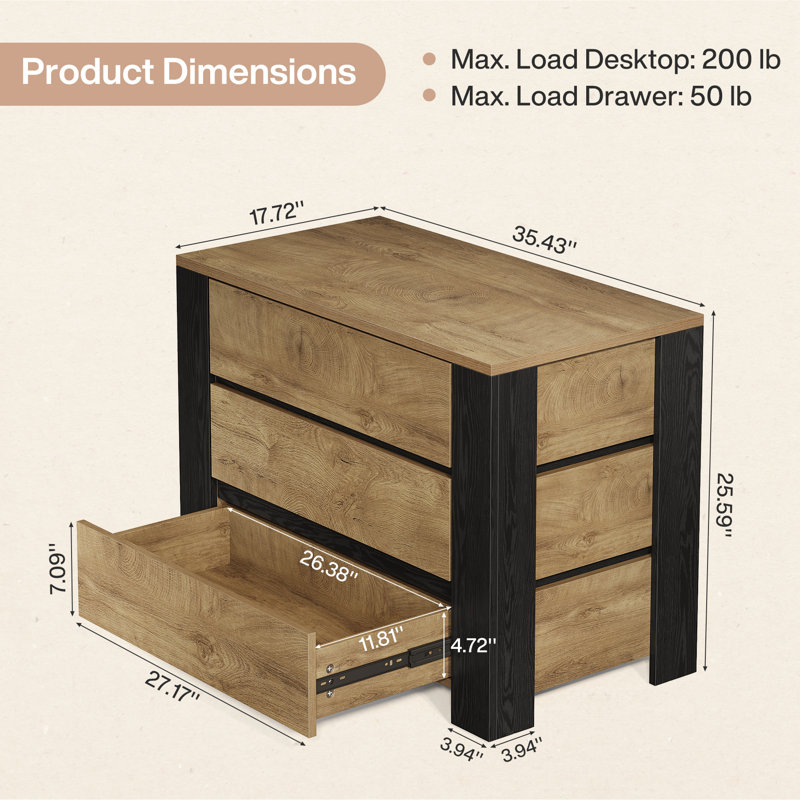 Ensemble de table de chevet 35 tiroirs 35,5 po