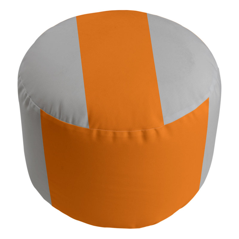 Upholstered Ottoman, Silver/Orange/Silver