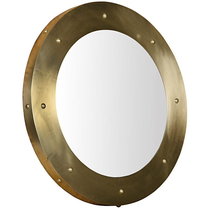 Clay Metal Wall Mirror, 36" H x 36" W, Brass