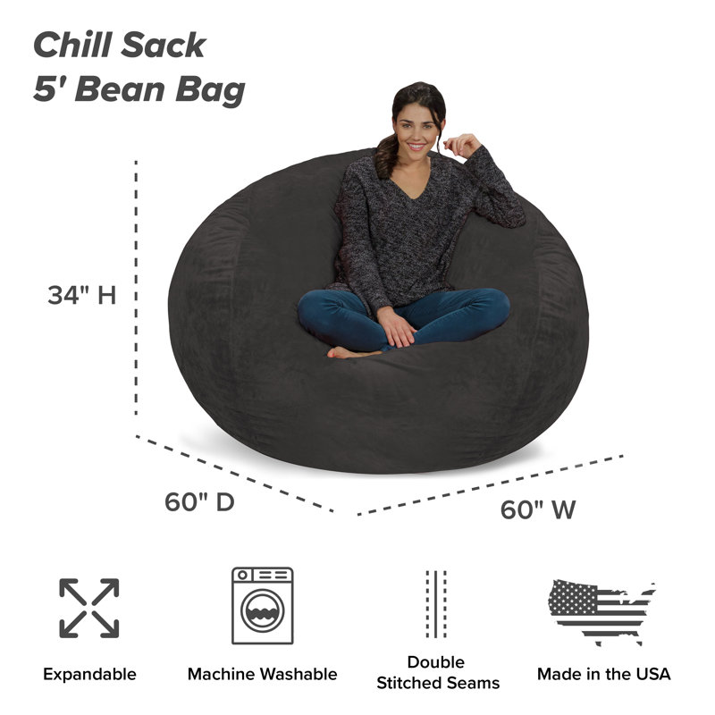 Fauteuil à billes - Fauteuil à billes rond rembourré en mousse à mémoire de forme avec housse amovible et lavable à la machine - Fauteuil à billes avec housse en microfibre douce - Plusieurs tailles et plusieurs tissus lavables à la machine