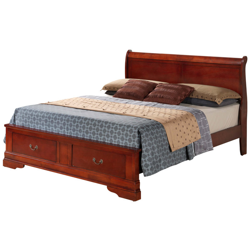 Lit avec rangement en bois Elegant, Grand