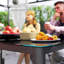 Table de salle à manger d'extérieur pour 6 personnes, table de patio avec plateau en verre trempé