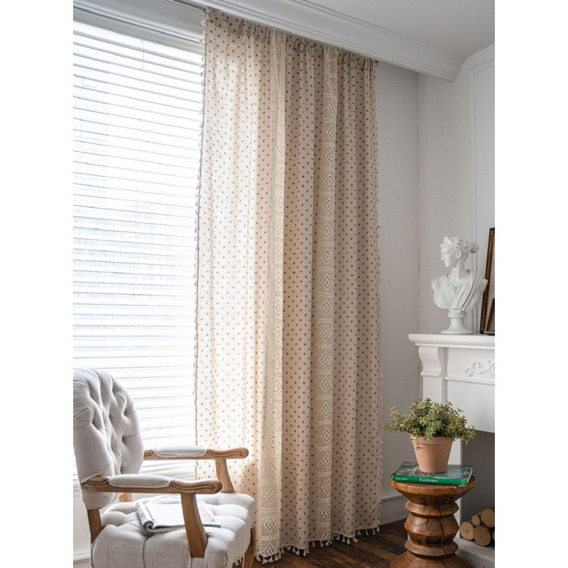 Chelley Cotton Blend Semi Sheer Curtain Pair, 59" W x 79" L