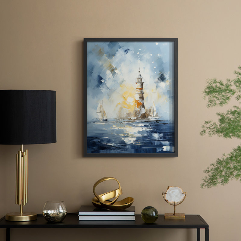 NAUTICAL Series, impression encadrée - bois massif, Noir, noir, noir, noir, H 15 po x l 12 po