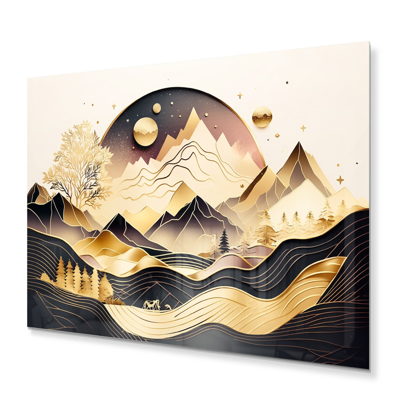 «Gold Metallic Beach View IV», impression sur métal sans cadre, H 12 po x l 20 po x P 1 po