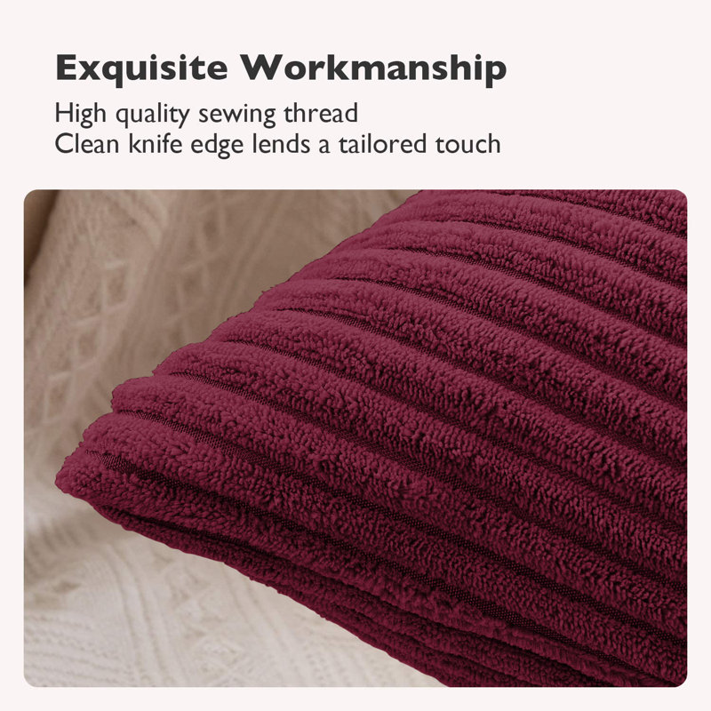 Pattern Velvet Soft Decorative Case Hidden Zipper Sofa Cushion Cover Set Of 4, Red