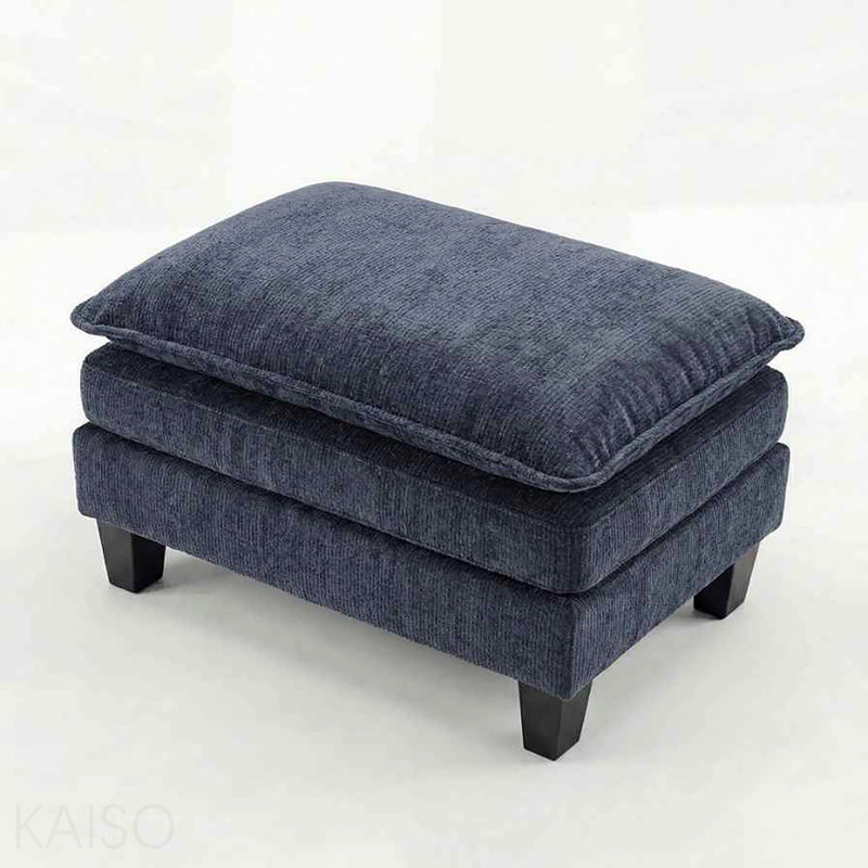 Repose-pieds rectangulaire en chenille pour salon bleu-gris, Blue
