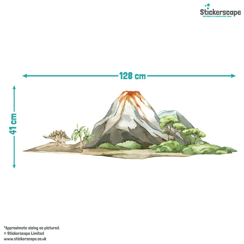 Watercolour Dinosaur Scene Wall Sticker
