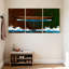 Nautique et plage, bateau sur l'eau avec reflets et vagues, ensemble de 3 impressions sur toile-485331896