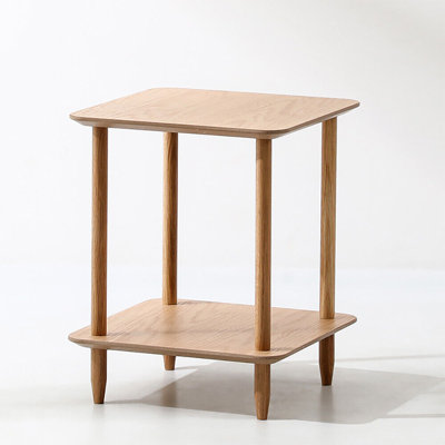 2 Layer Solid Wood End Table Sofa Side Table Nightstand For Living Room Bedroom