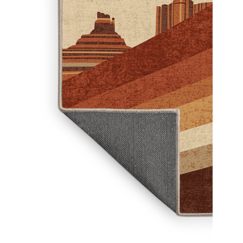 Tapis brun doux et moelleux au look rustique et moderne de style rétro Tonnele, 4 x 6