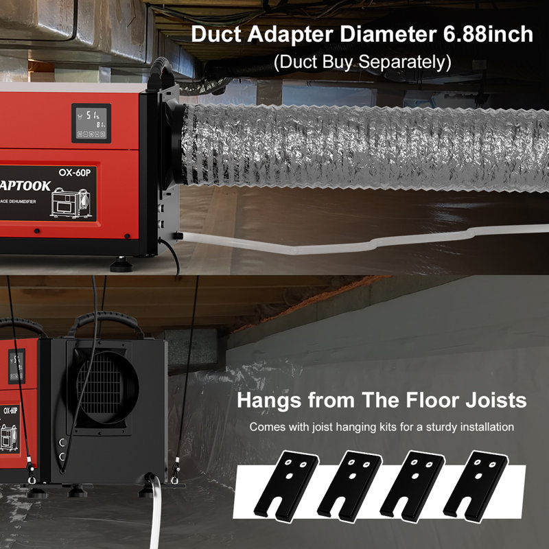 110 Pint Crawl Space Dehumidifier with Drain Hose with Remote Control and 3 Modes, Auto Defrost, Memory Starting, Timer