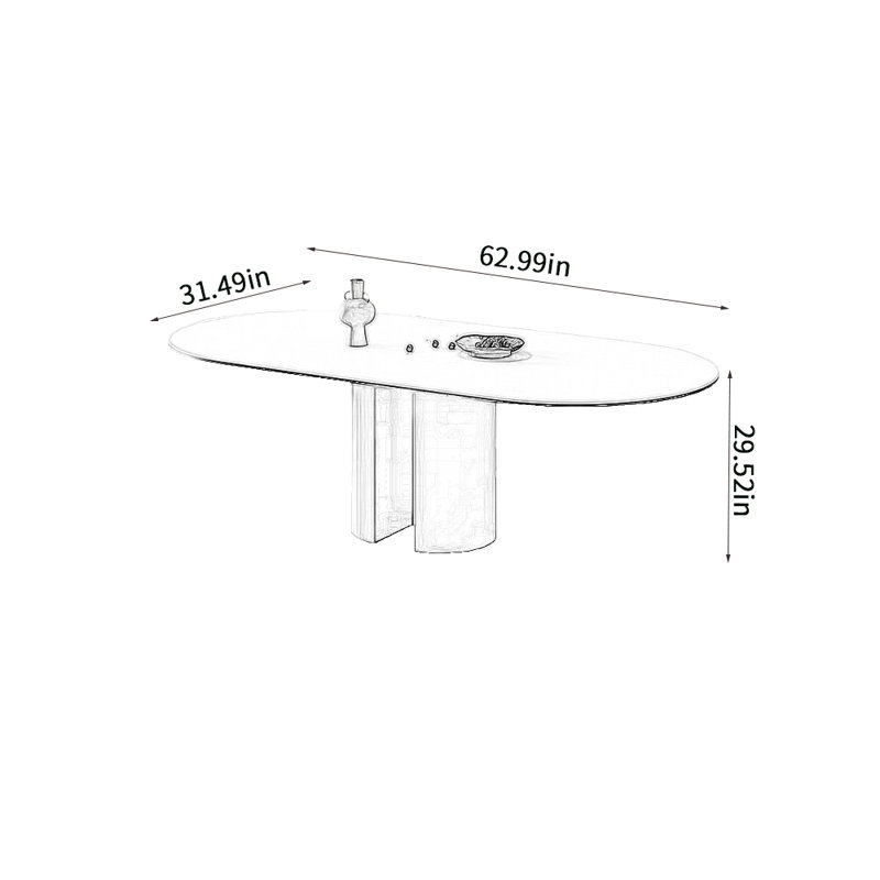 Table de salle à manger Terrevio, H 29,52 po x L 62,99 po x l 31,49 po