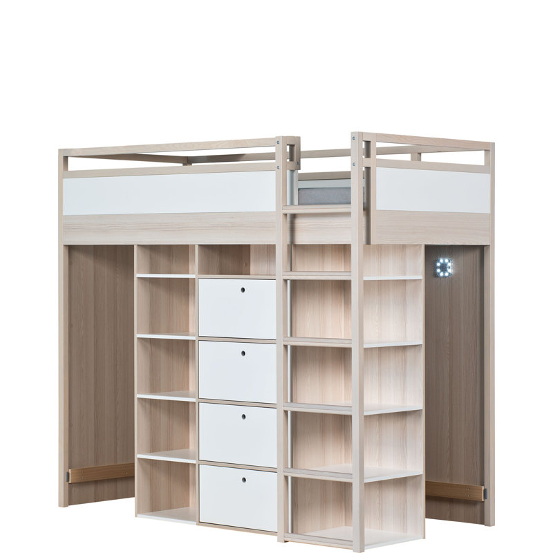 Robena European Single (90 x 200cm) High Sleeper Bed with Drawers, Right, White
