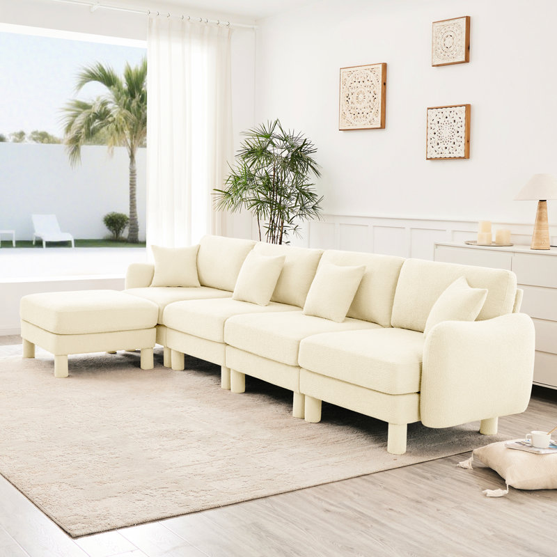 Canapé modulaire en L Boucle, Beige