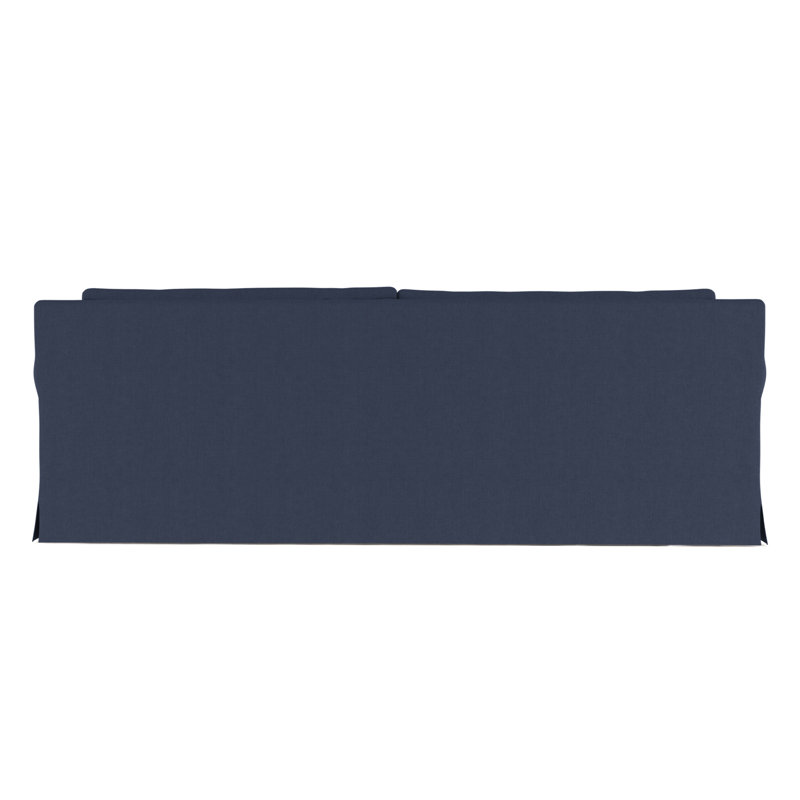 Ludlow Rolled-Arm Skirted Sofa, Box Weave Linen Blue Print, 34" H x 84" W x 38" D, Weathered