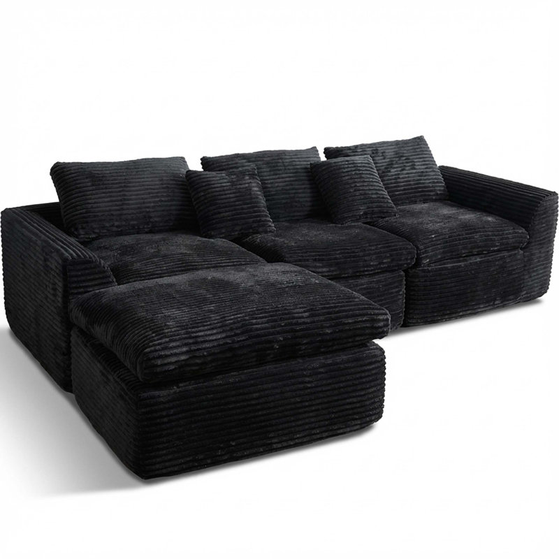 108-inch high-resilience boneless sponge sofa with 30 density, double-layer cloud-like cushions, multiple combination options, no installation required